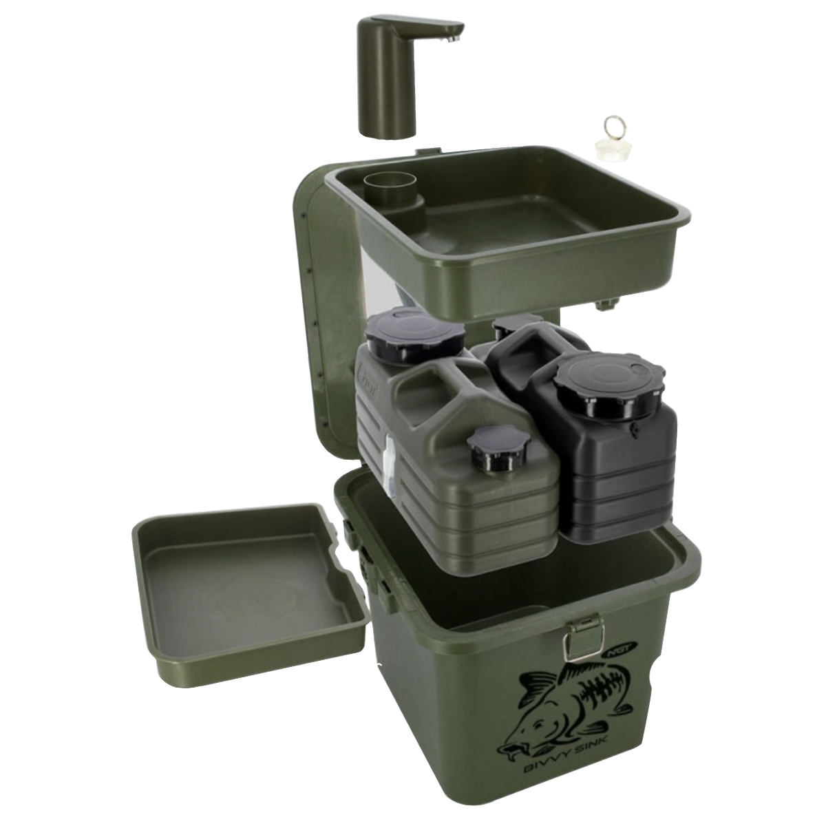  NGT Bivvy Sink – Mobile Outdoor Waschstation mit USB-Wasserhahn